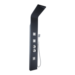 Atlantis Matt Black Thermostatic Shower Tower Panel With Handset