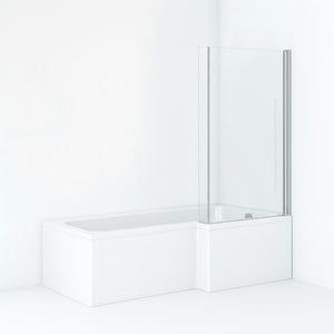 L-Shape Square Shower Bath RH 1700 -700/850 mm with Chrome Bath Screen