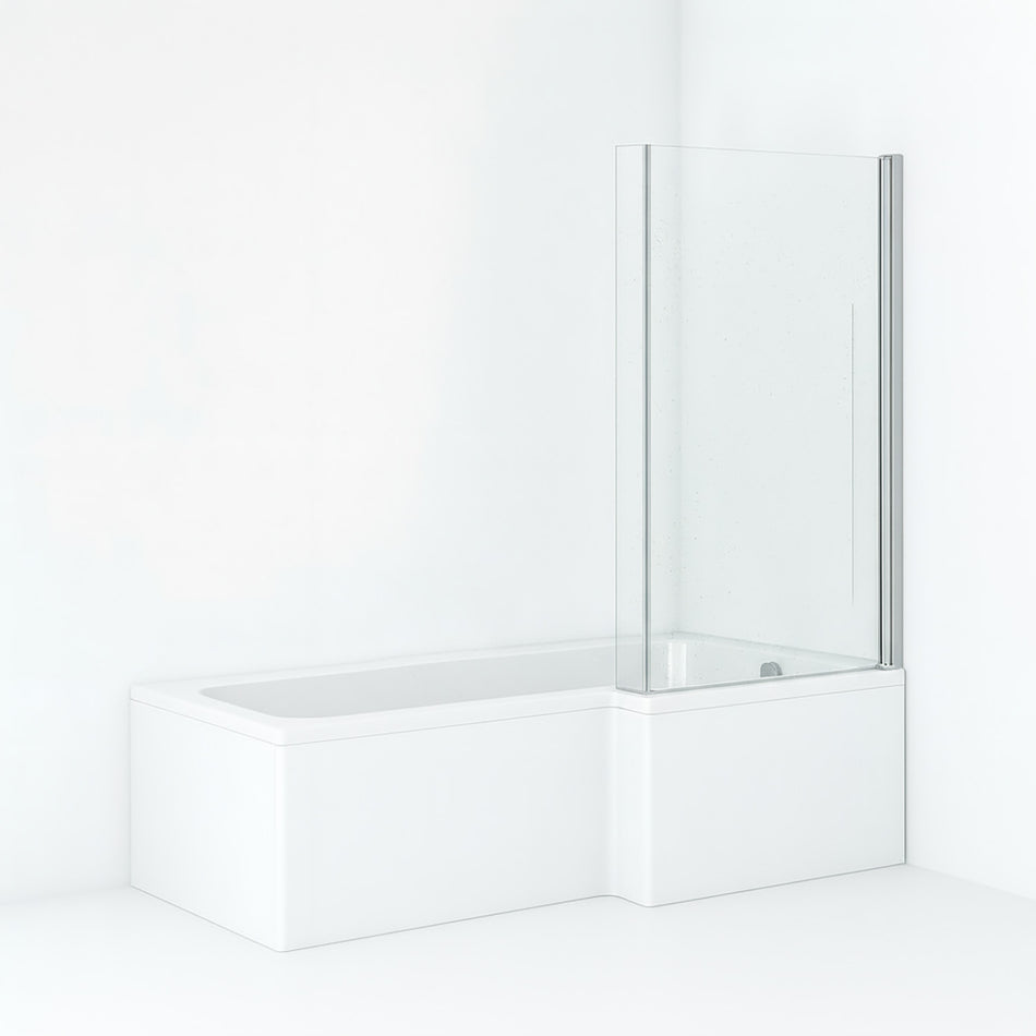 L-Shape Square Shower Bath RH 1700 -700/850 mm with Chrome Bath Screen