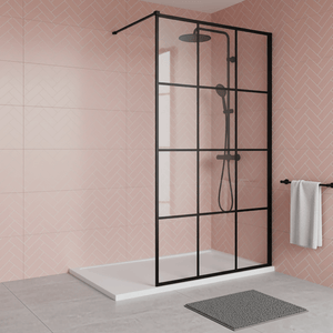 Walk in Crittall Grid Shower Wet Toom Screen & Tray