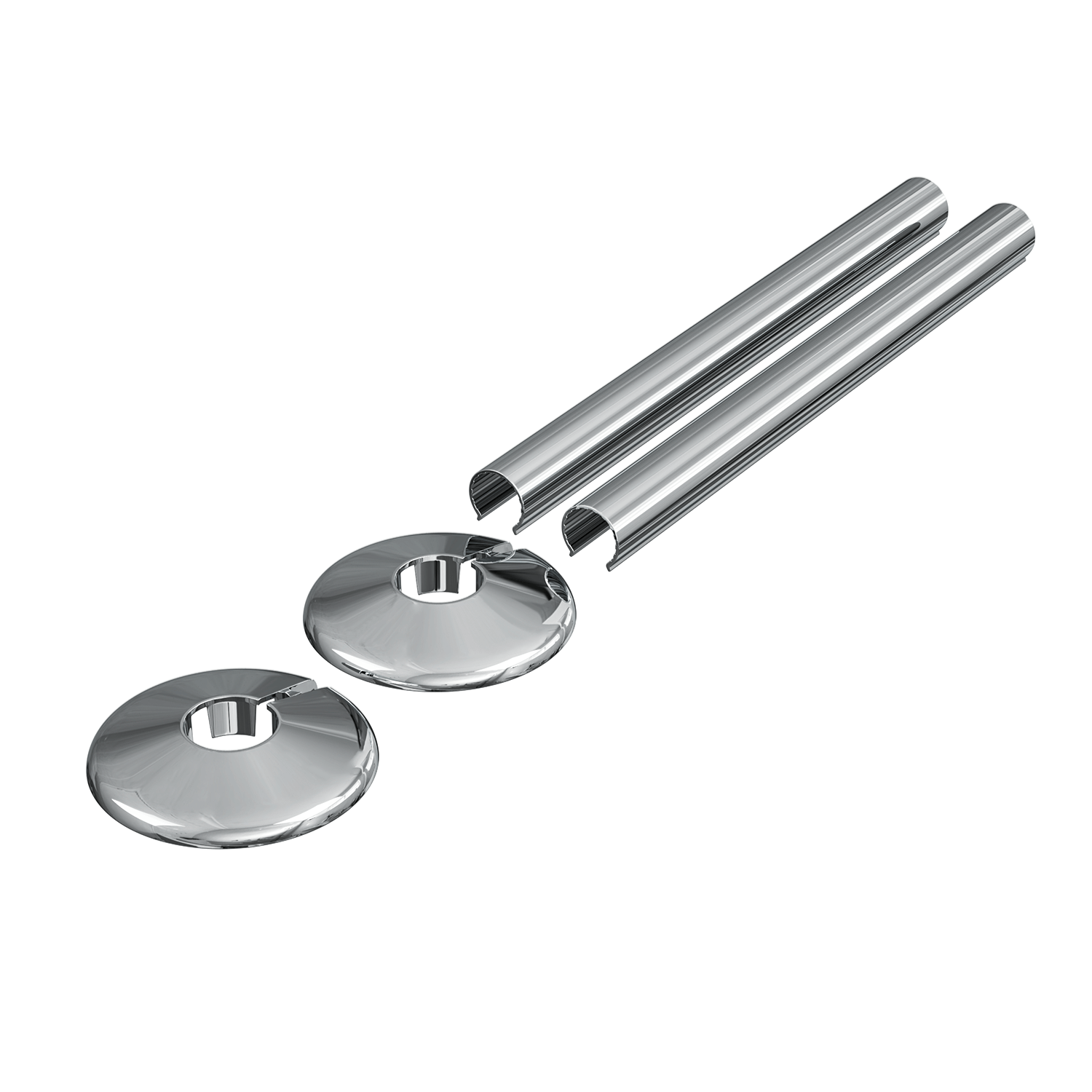 Chrome Radiator & Twin Rail Pipe Cover & Collar Pair