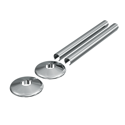 Chrome Radiator & Twin Rail Pipe Cover & Collar Pair
