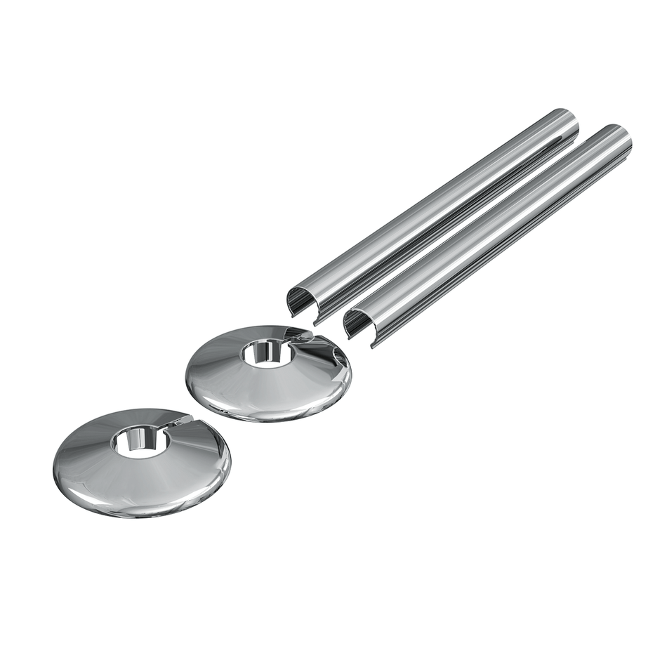 Chrome Radiator & Twin Rail Pipe Cover & Collar Pair