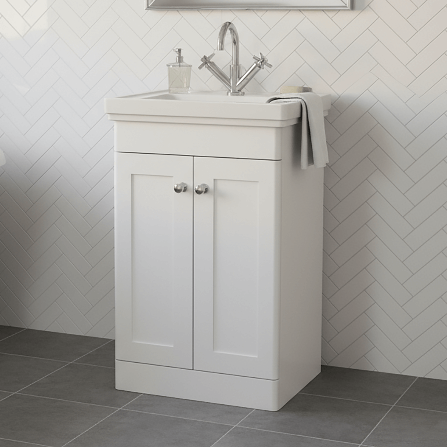 Traditional 500mm Floor Standing Bathroom Vanity Satin White