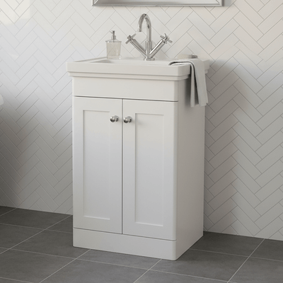 Traditional 500mm Floor Standing Bathroom Vanity Satin White