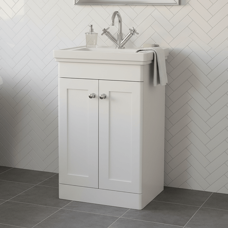 Traditional 500mm Floor Standing Bathroom Vanity Satin White