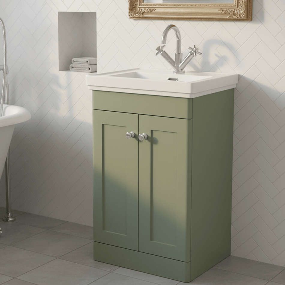 Traditional 500mm Floor Standing Bathroom Vanity Satin Green 