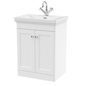 Traditional 600mm Floor Standing Bathroom Vanity Satin White