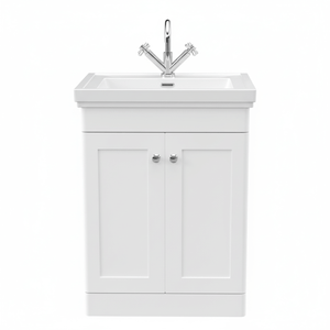 Traditional 600mm Floor Standing Bathroom Vanity Satin White