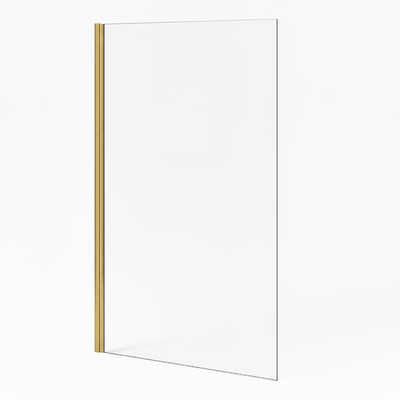 Hinged Rectangular Brushed Brass Shower Bath Screen 1400 -780mm