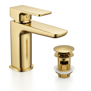 Basin Mono Mixer Inc Waste Brushed Brass