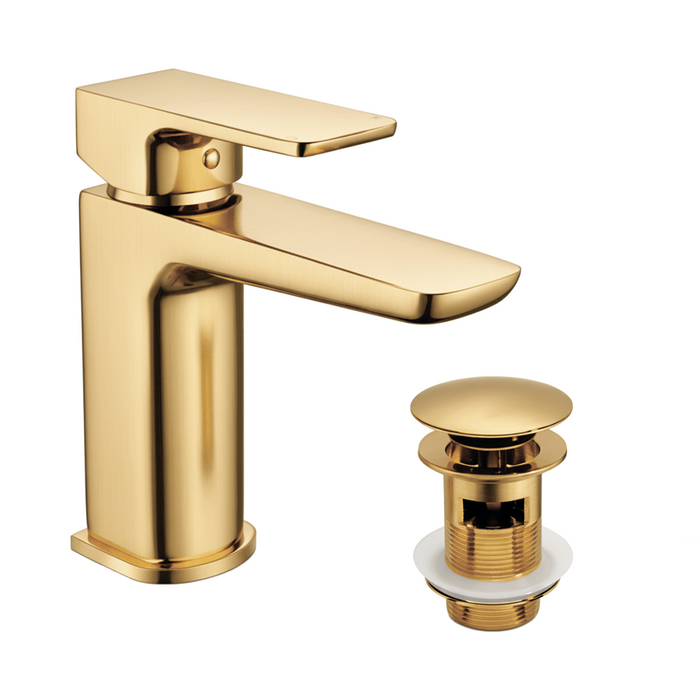 Basin Mono Mixer Inc Waste Brushed Brass