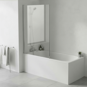 1700 -700 Bath with Hinged Straight Chrome Shower Bath Screen 1400 -800mm