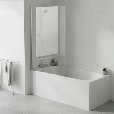 1700x700mm Bath with Hinged Straight Chrome Shower Bath Screen 1400x800mm