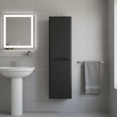 Wall Hung Tall Bathroom Storage Cabinet – 1400 x 350mm Matt Anthracite