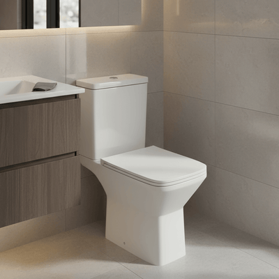 Elite Rimless Close Coupled Square Toilet With Slimline Seat