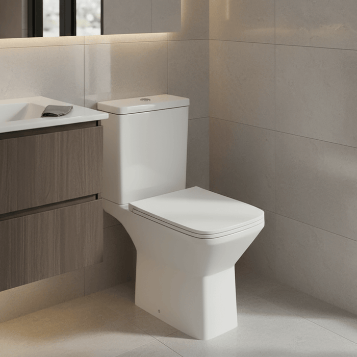 Elite Rimless Close Coupled Square Toilet With Slimline Seat