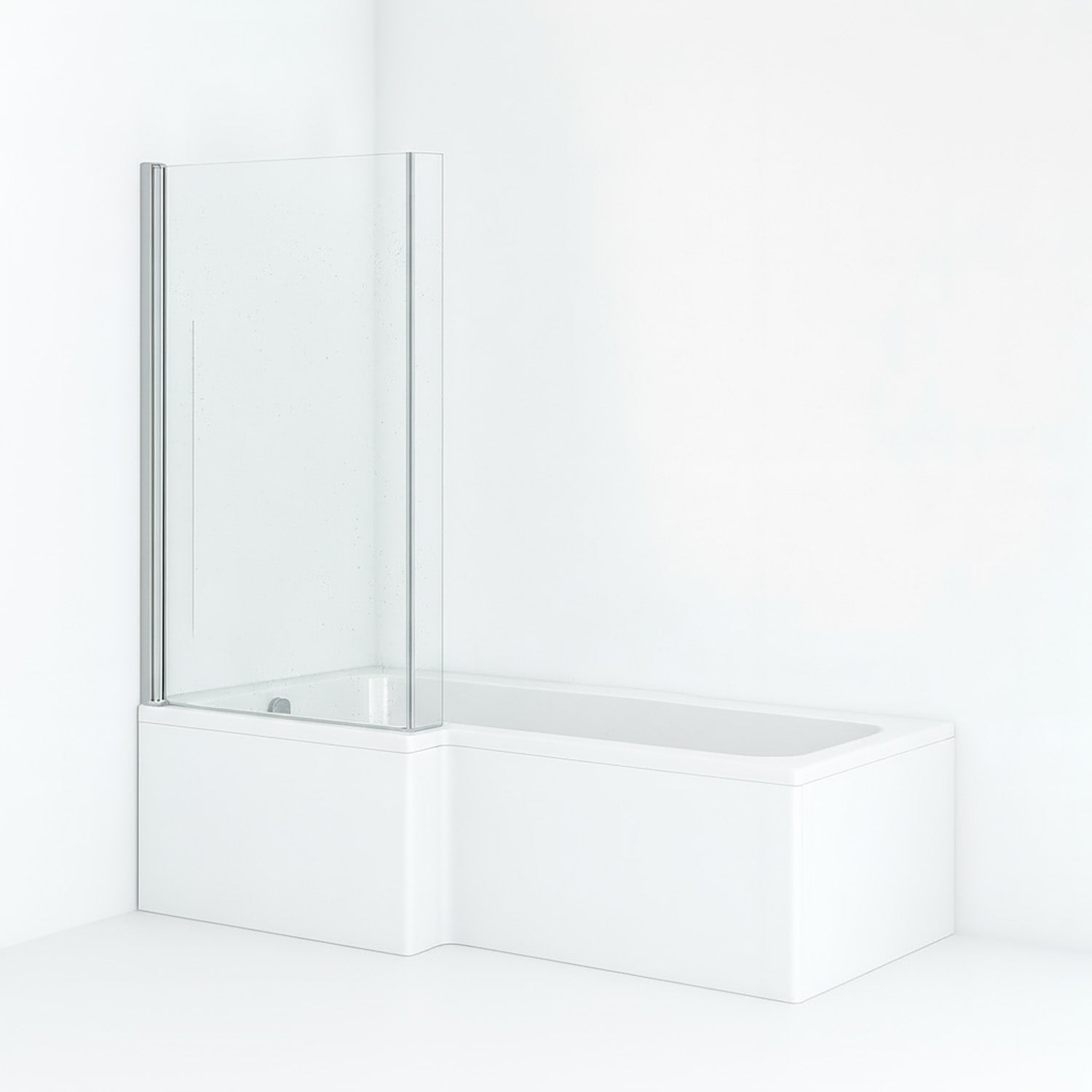 L-Shape Square Shower Bath LH 1700 -700/850 mm with Chrome Bath Screen