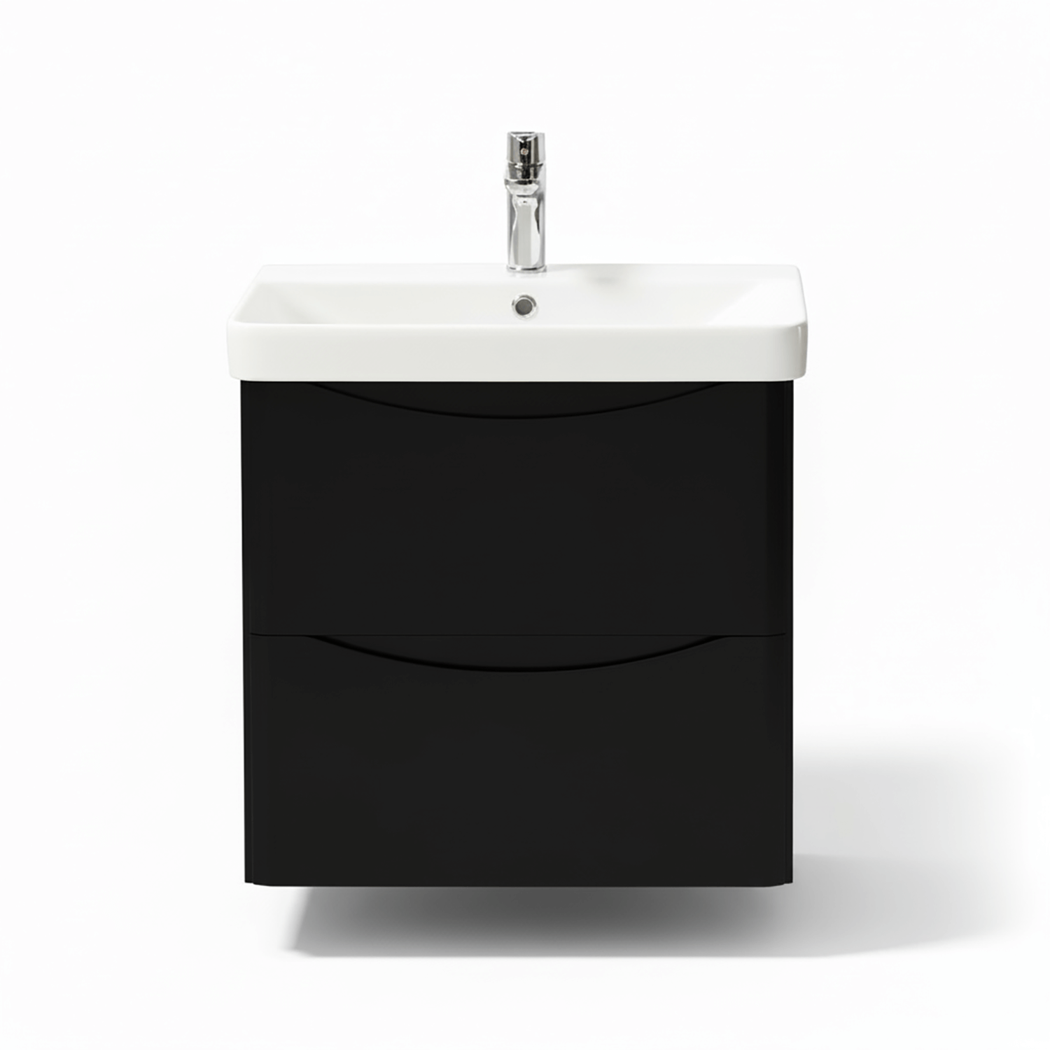 Bathroom Vanity Unit Wall Mounted 2-Drawer Matt Black
