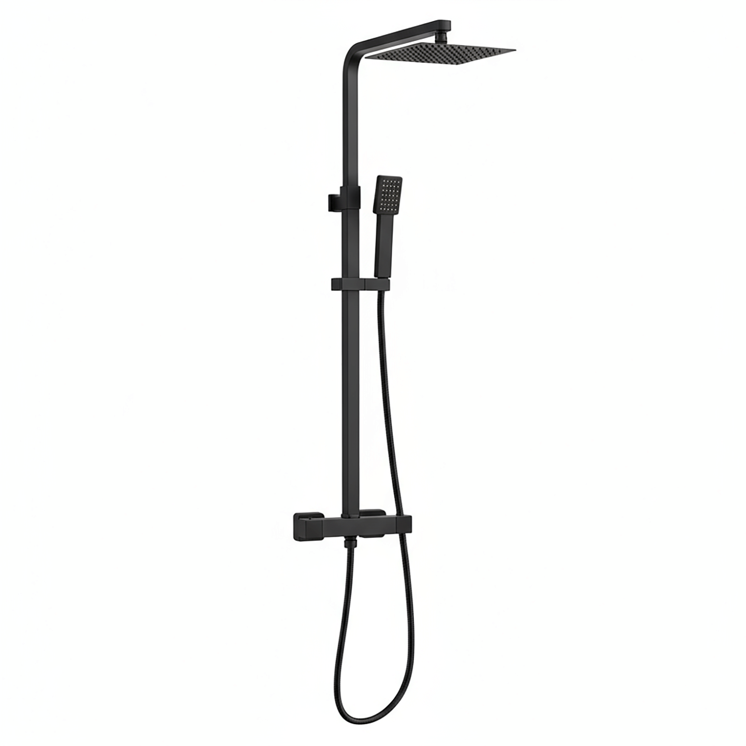 Thermostatic Exposed Shower Mixer Square Design, Matt Black