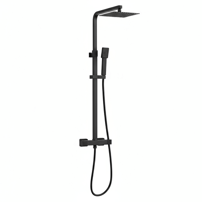 Thermostatic Exposed Shower Mixer Square Design, Matt Black