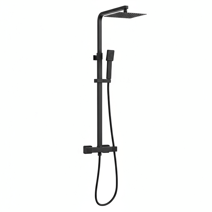 Thermostatic Exposed Shower Mixer Square Design, Matt Black