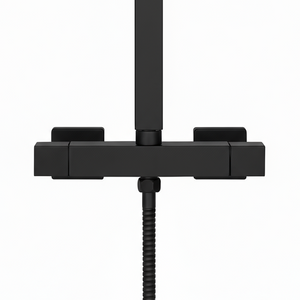 Thermostatic Exposed Shower Mixer Square Design, Matt Black
