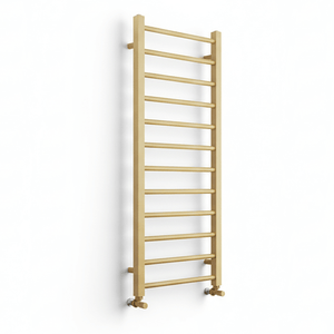 Straight Heated Towel Radiator Brushed Brass 500 x 1200mm