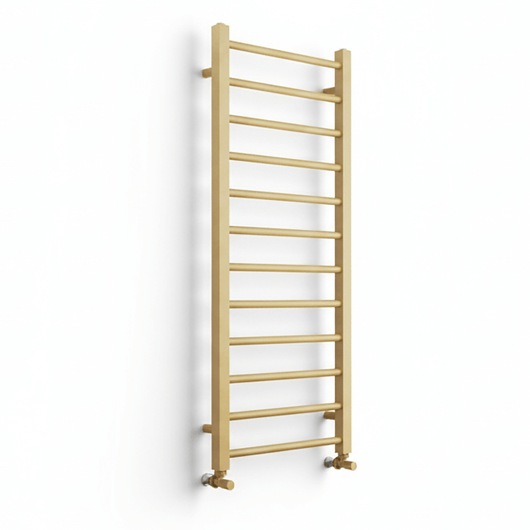 Straight Heated Towel Radiator Brushed Brass 500 x 1200mm