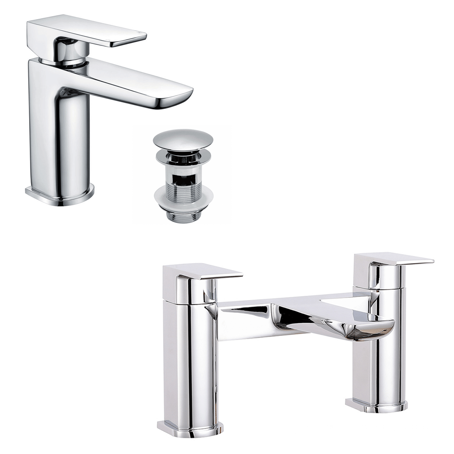 Black Mono Basin Tap With Waste & Bath Filler Set