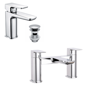 Black Mono Basin Tap With Waste & Bath Filler Set