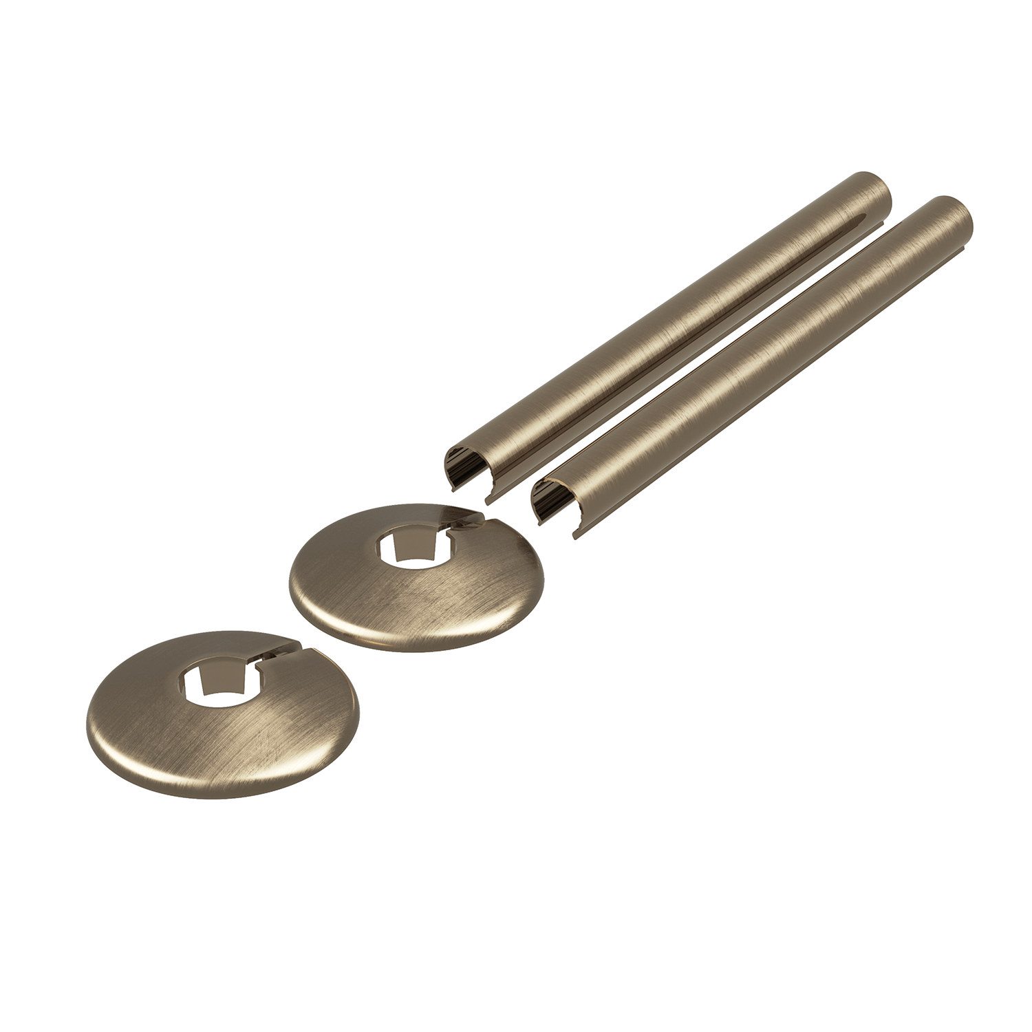 Brushed Brass Radiator & Twin Rail Pipe Cover & Collar Pair