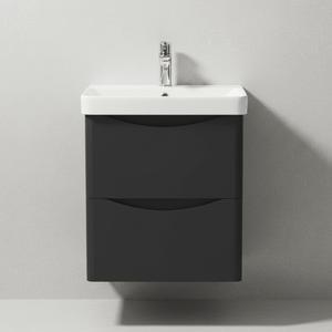 Bathroom Vanity Unit 600mm Wall Mounted 2-Drawer Anthracite