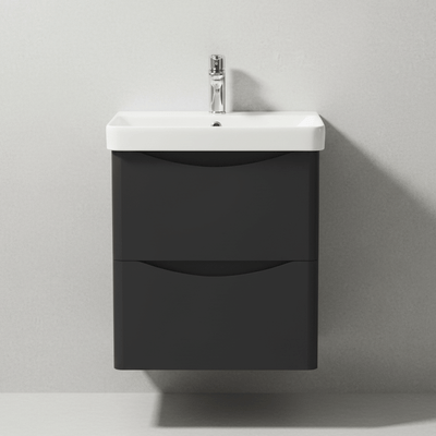Bathroom Vanity Unit 600mm Wall Mounted 2-Drawer Anthracite