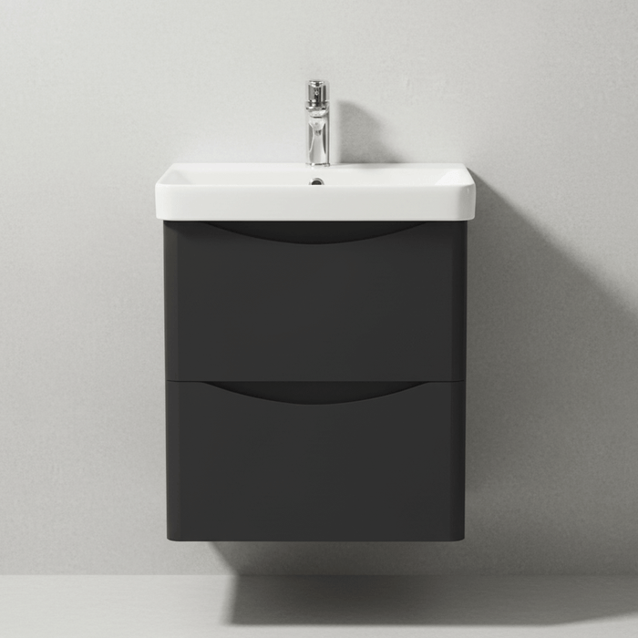 Bathroom Vanity Unit 600mm Wall Mounted 2-Drawer Anthracite