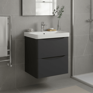 Bathroom Vanity Unit Wall Mounted 2-Drawer Matt Anthracite
