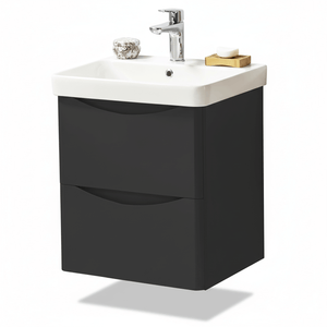 Bathroom Vanity Unit Wall Mounted 2-Drawer Matt Anthracite