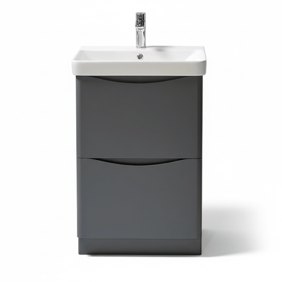 Bathroom Vanity Unit 500mm Floor Standing 2-Drawer Matt Anthracite