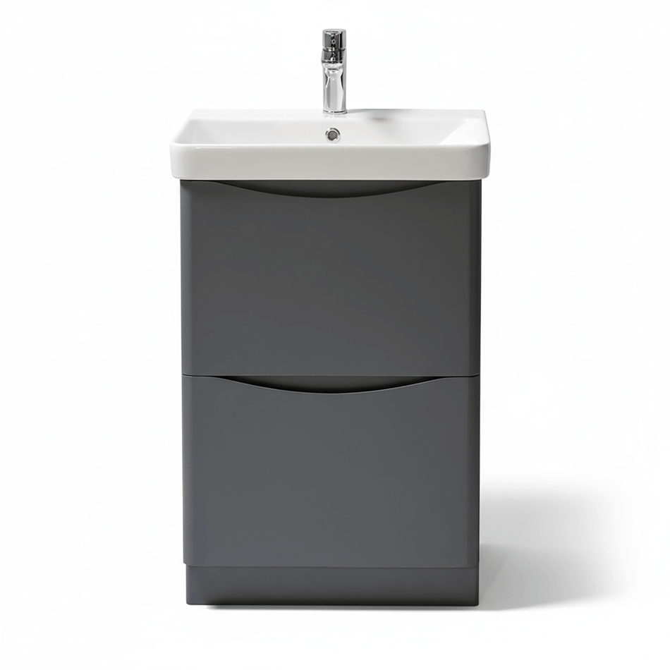 Bathroom Vanity Unit Floor Standing 2-Drawer Matt Anthracite