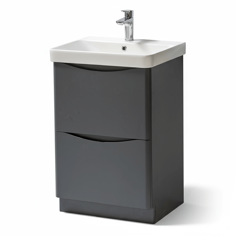 Bathroom Vanity Unit 500mm Floor Standing 2-Drawer Matt Anthracite