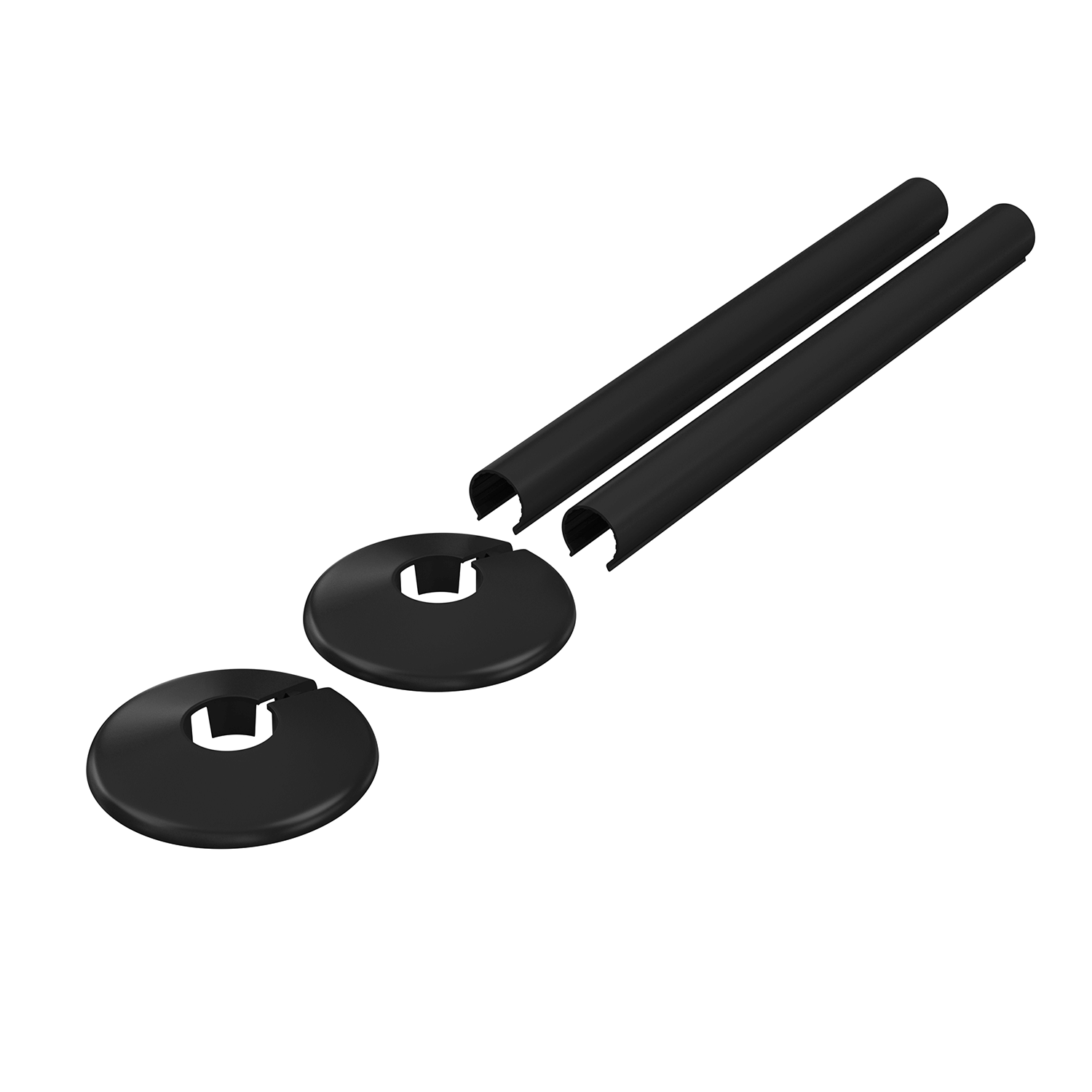 Matt Black Radiator & Twin Rail Pipe Cover & Collar Pair