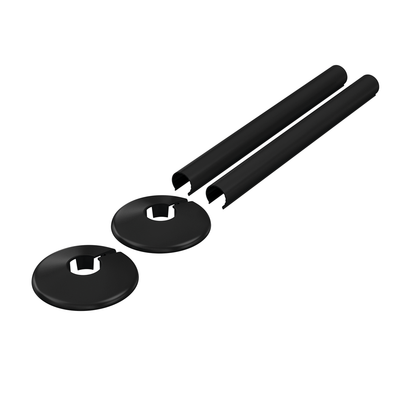 Matt Black Radiator & Twin Rail Pipe Cover & Collar Pair