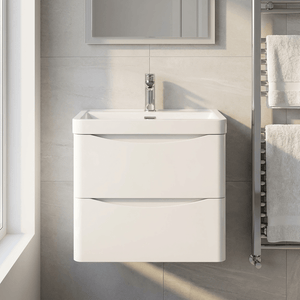 Bella 600mm Wall-Mounted Vanity Unit with Basin – Gloss White