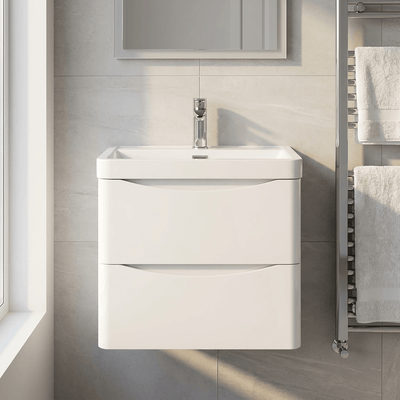 Bella 600mm Wall-Mounted Vanity Unit with Basin  Gloss White