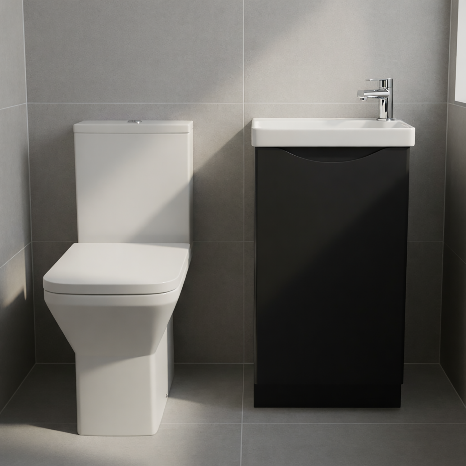 Black 400mm Cloakroom Vanity Unit & Toilet Set