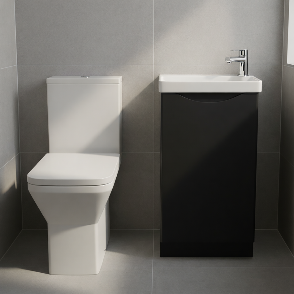 Black 400mm Cloakroom Vanity Unit & Toilet Set