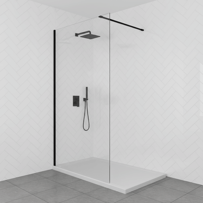 Wet Room Shower Screen 900 x 2000mm Matt Black