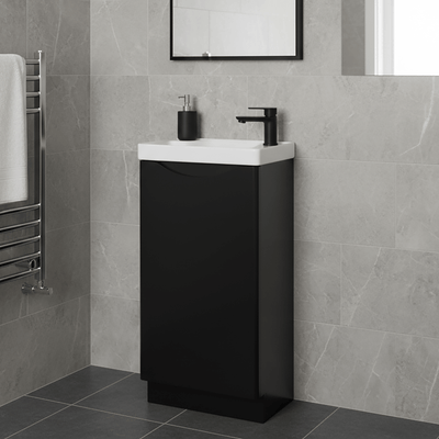 Floor Standing Cloakroom Vanity Unit 400mm Black