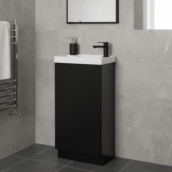 Floor Standing Cloakroom Vanity Unit 400mm Black