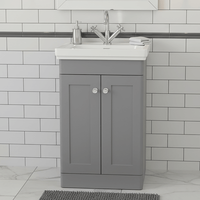 Traditional 500mm Floor Standing Bathroom Vanity Satin Grey
